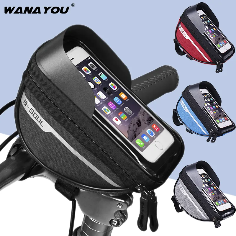 Panniers Bags WANAYOU Touch Screen Phone Bicycle Front Waterproof Mobile Portable Mountain Bike Basket 63inch Holder 221201