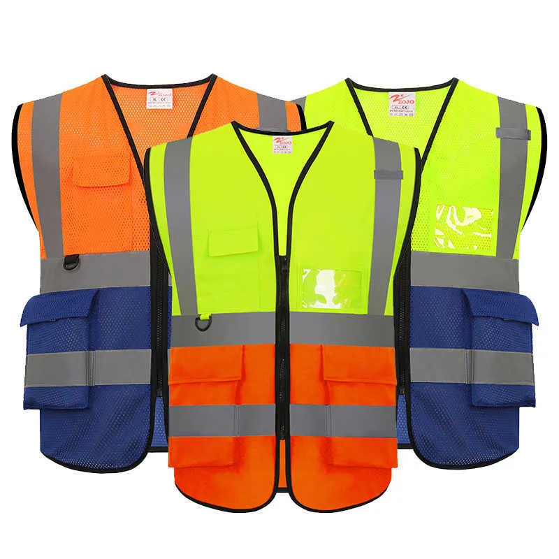 Industrial Reflective Safety Vest Hi Vis Vest for Men Two Tone Workwear Working Vest with Many Pockets Construction Safety Vest Reflector