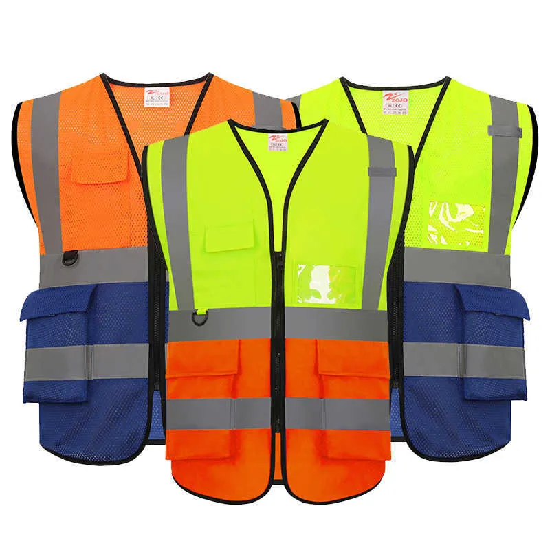 Wholesale Industrial Two Tone Reflective Safety Vest With Pockets Vest