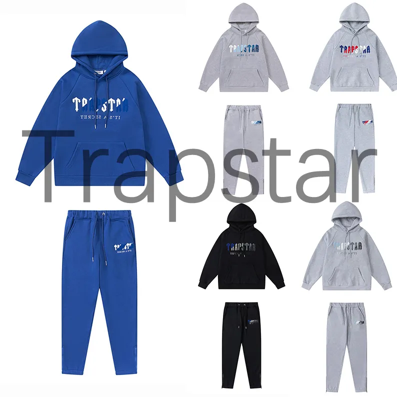 Trapstars Top Quaility Warm Tracksuit Zestaw z kapturem Full Rainbow Ręcznik Haft Dekodowanie polaru z kapturem odzież sportowa mężczyźni i kobiety sportowe