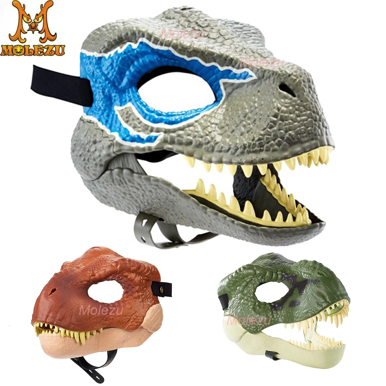Feestmaskers horror dinosaurus hoofddrager levensechte dinosaurus masker Halloween Party Cosplay open mond latex Scared masker geschenken 221201