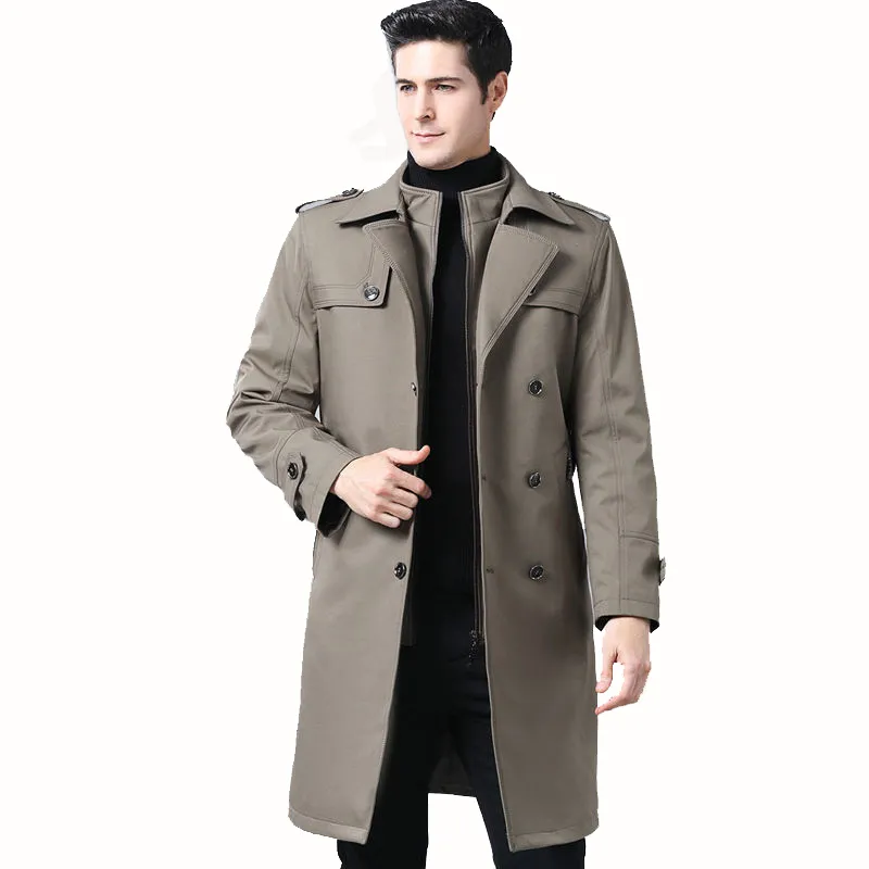 Heren trenchcoats Europese stijl casual herfst winter uitloper Mannelijke dikke lange overjas voering afneembare Manteau Homme