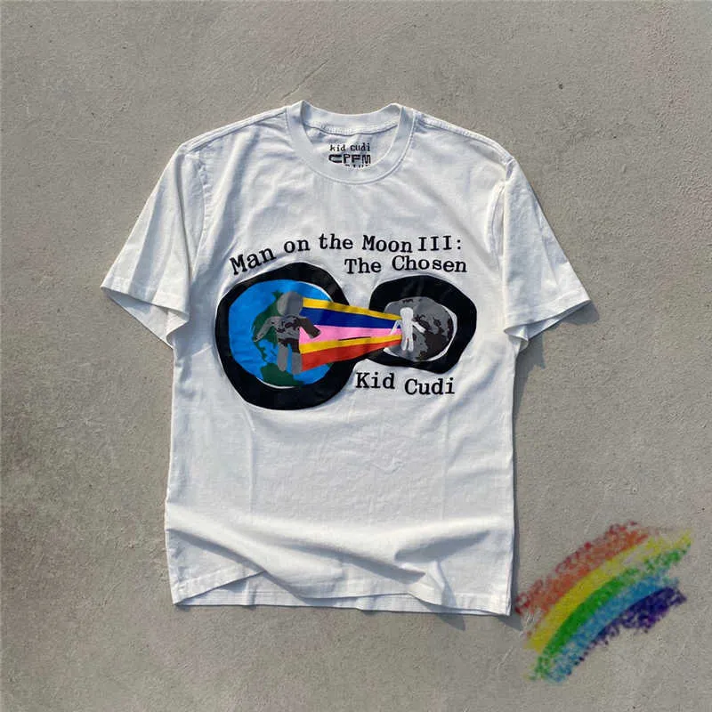 Męskie koszulki Puff Print CPFM x Kid Cudi Man for Motm Heaven on Earth T Shirt Mężczyzna Kobiety 1 1 Wysokiej jakości koszulki streetwearne Owwaja najlepsza koszulka T221130