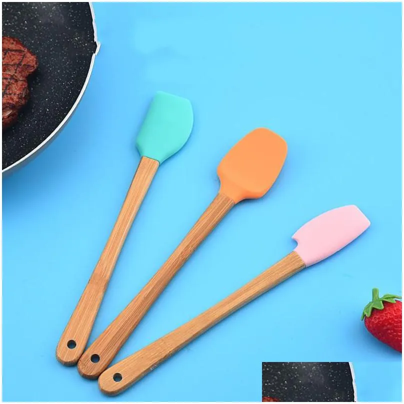 Outils de pâtisserie Cuisson Outils de pâtisserie Mini Sile Spata Grattoir Brosse à badigeonner Cuillère pour la cuisson Mélange Batterie de cuisine antiadhésive K Dhgarden Dhawm