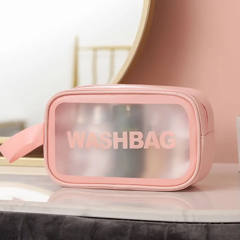 Women Travel Storage Bag PU Makeup Organizer Bags Waterproof Washbag Transparent Cosmetic Cases LXL1509