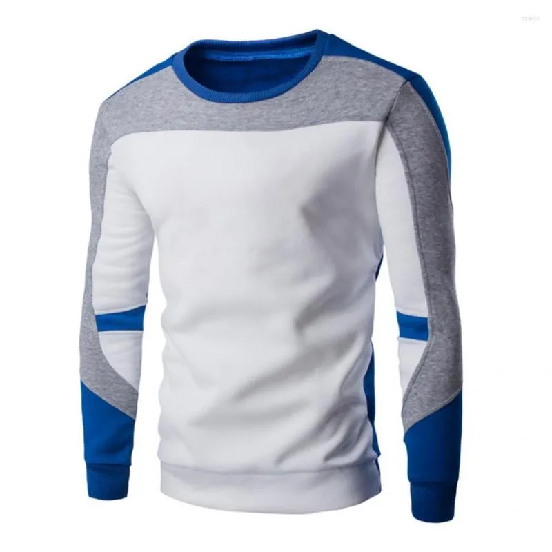 Pulls pour hommes élégant col rond épaissir sweat-shirt masculin slim hommes contraste couleurs pull pour un usage quotidien