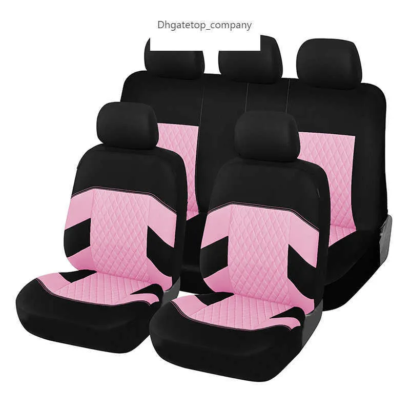 Nouveau Ensemble de housses de siège de voiture brodées roses, universelles, adaptées à la plupart des s, avec piste de pneu, style détaillé, intérieur