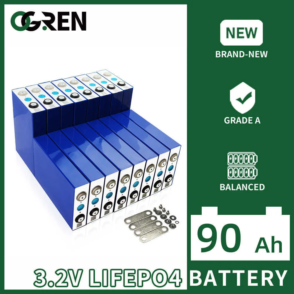 LIFEPO4 Batteri 3.2V 90AH 1/4/8/16/32 st. Nya laddningsbara litiumjärnfosfatbatteri DIY 12V 24V 48V RV Båtsolsystem