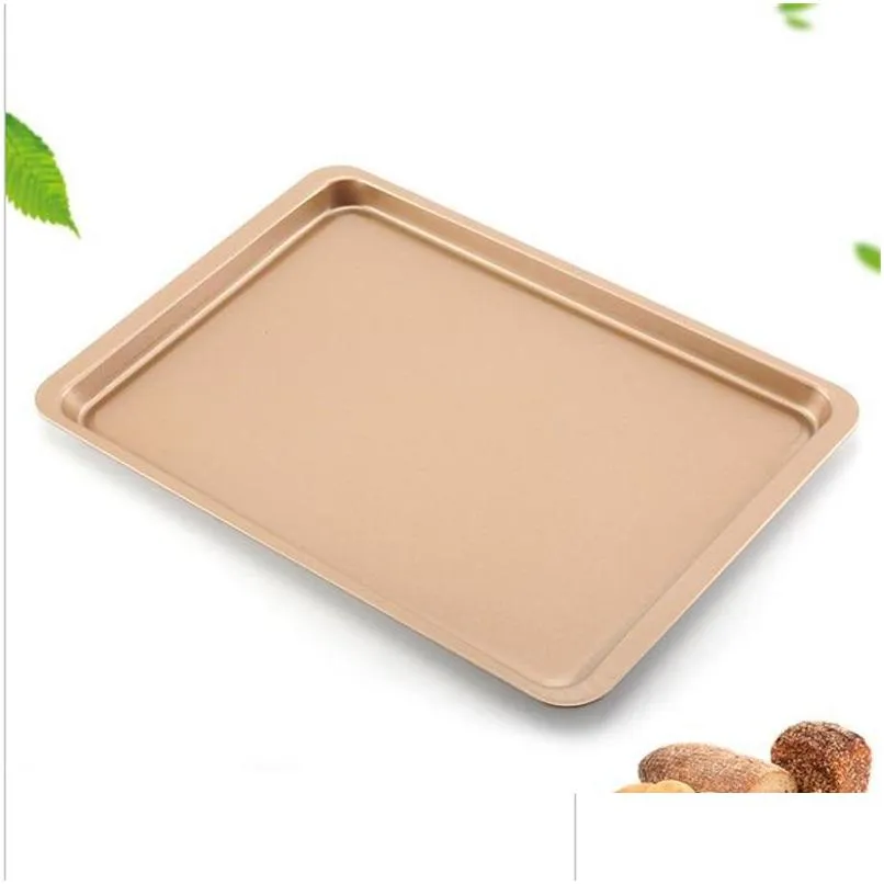 Baking Dishes Pans Carbon Steel Baking Sheet Pan 14 Inch Cake Cookie Pizza Tray Plate Rose Gold Nonstick Rec 172 J2 Drop Delivery Dhf8Z
