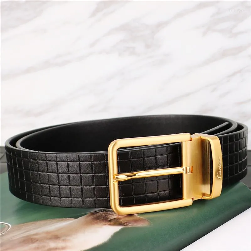 B￤lten Mens Belt Leather Rostfritt st￥l Ljus lyxmode Business Pin Buckle Dress Formal Wild Suit