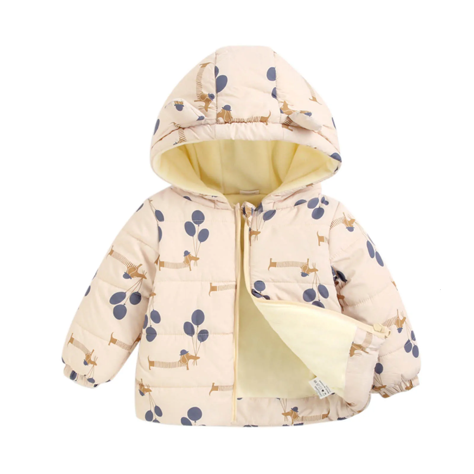 Down Coat Baby Girl Clothes Winter Warm Fur Boy Wool Outerwear Zipper Padded Jacket Thickened Quilted Toddler 221130