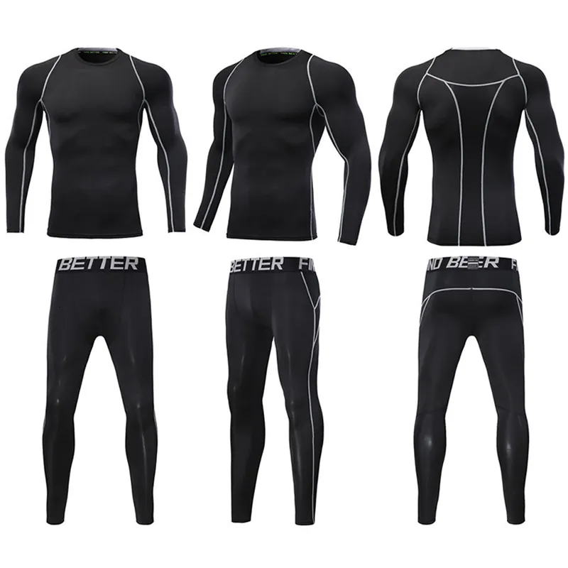 Men's Tracksuits 2Pcs /Set Tracksuit Jogging Compression Male Running Gym Fitness Suits Pant Shirt Clothes Basketball Workout Sportwear 221201