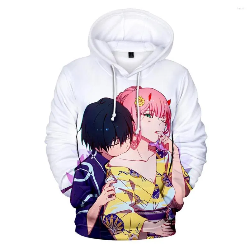 Felpe con cappuccio da uomo DARLING In The FRANXX 3D Anime Zero Two Kpop Felpa Boy Girl Pullover Uomo Donna Streetwear Pullover a manica lunga