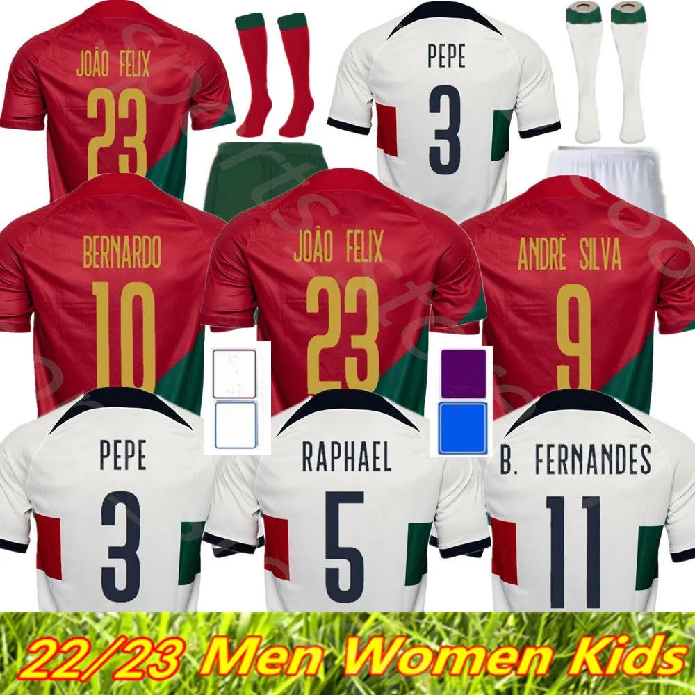 2022 Portuguesa JOAO FELIX voetbalshirts Portugal BRUNO FERNANDES Portugieser 2023 Portugees 22 23 Nationale team voetbalshirt Mannen Kinderen kit sets