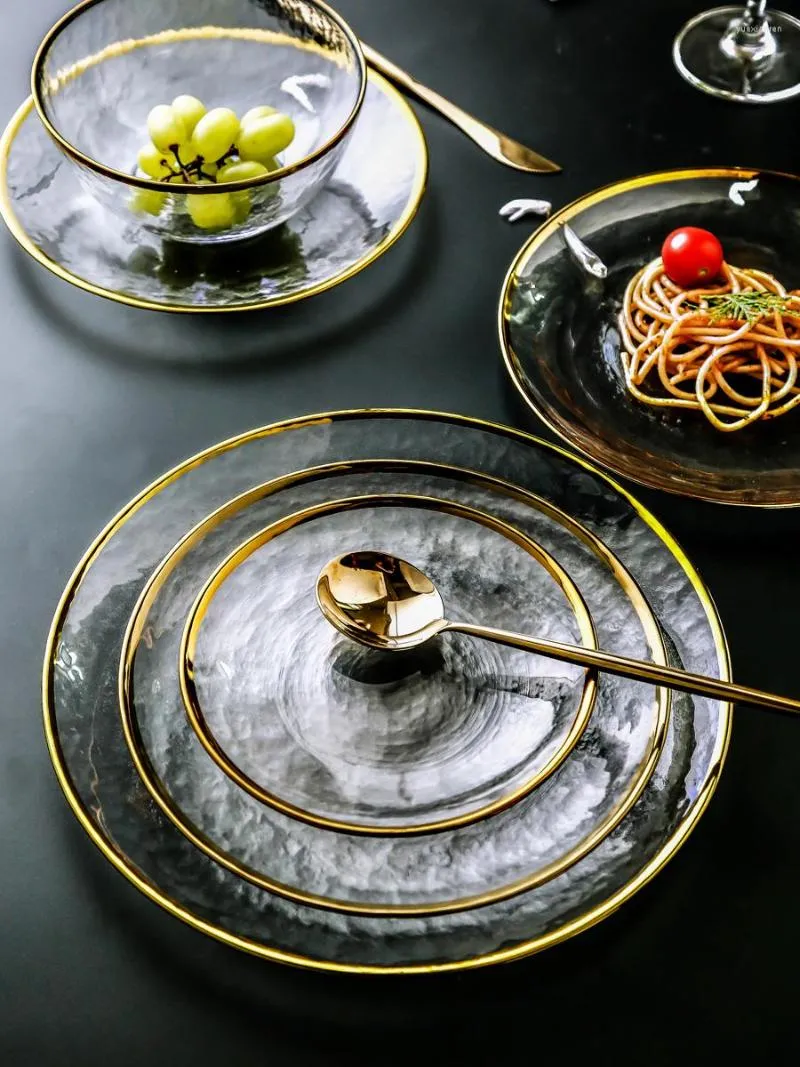 Gold Rim Glass Dinner Plates