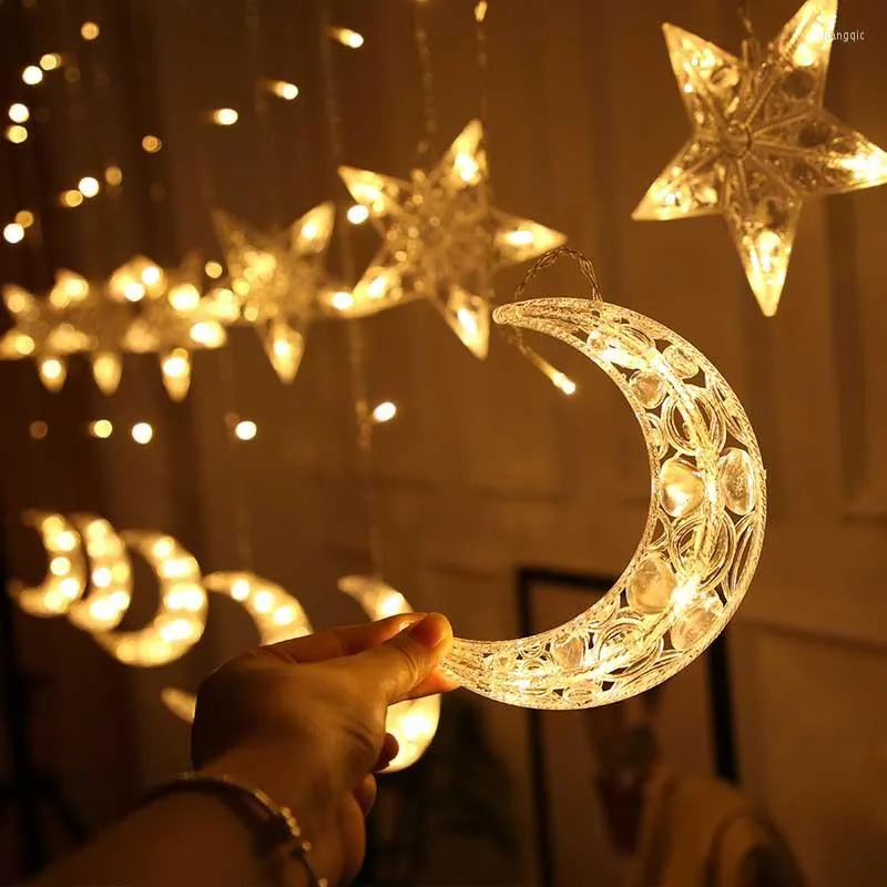 Cordes lune étoiles lumières Ramadan décorations guirlande lumineuse Eid Mubarak éclairage al-fit musulman fée jardin décor