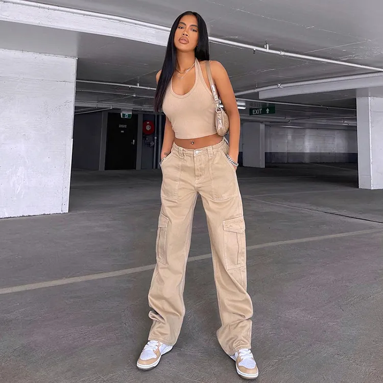 Grey Baggy Low Rise 90's Cargo Pants