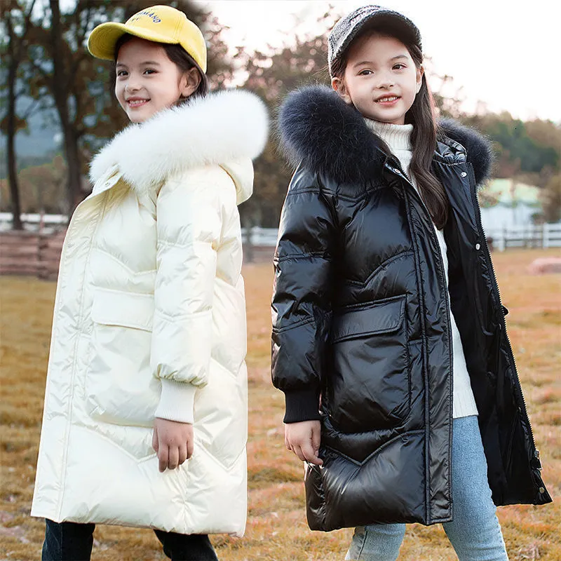 Jaqueta de inverno para meninas para meninas adolescentes infantis de neve parka moda marítima de roupa integral iluminada