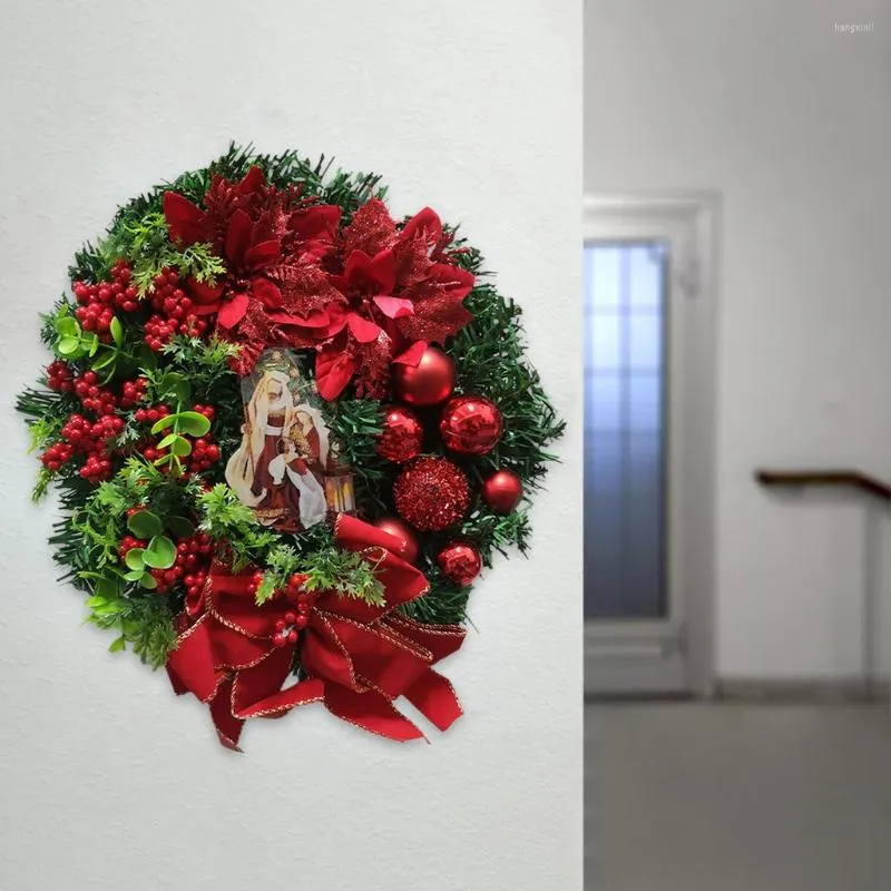 装飾的な花クリスマスリース飾りレッドノベルティガーランドハンガーハンガー装飾ドアホリデーウィンドウフロント