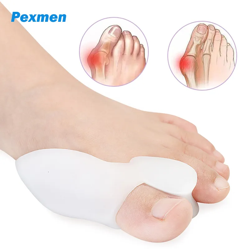 Trattamento del piede Pexmen 2PcsPair Gel Toe Separator Borsite Bone Ectropion Adjuster Toes Apparecchio esterno Strumenti per la cura Correttore dell'alluce valgo 221201