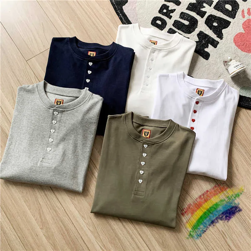 T-shirts pour hommes T-shirt à manches longues à manches longues Hommes Femmes T-shirt 1 1 Meilleure qualité Coeur brodé Solide Couleur Human Made Tee Tops T221130