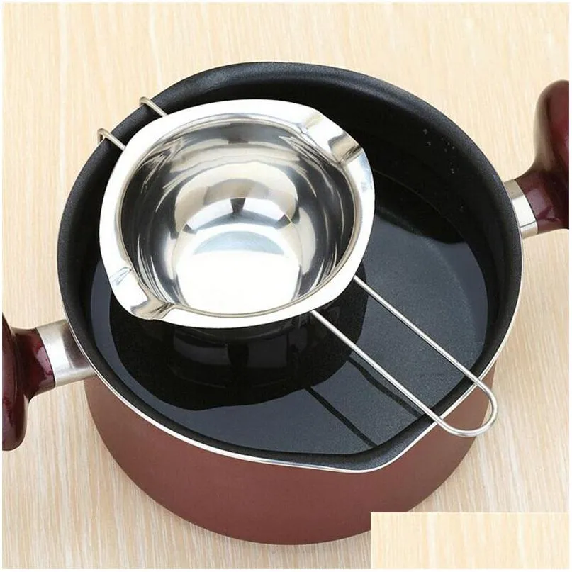 Piatti da forno Pentole New Stainless Steel Chocolate Melting Pot Doppia caldaia Ciotola per il latte Burro Scaldacaramelle Pasticceria Cottura troppo Dhgarden Dh4Ra