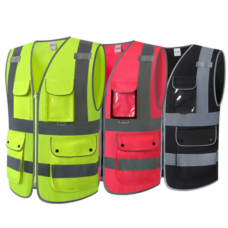 Industriële reflecterende veiligheidsvest Veiligheidsvest Hoge zichtbaarheid Multi -zakken Reflecterend vest voor mannen ANSI/ISEA -normen