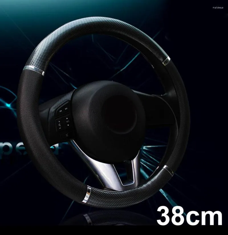 Capas de volante 1PCS Black Universal Car AUTO SUV Fibra de Carbono Couro Elegante Caspa Elegante de 38cm Acessórios de Decoração