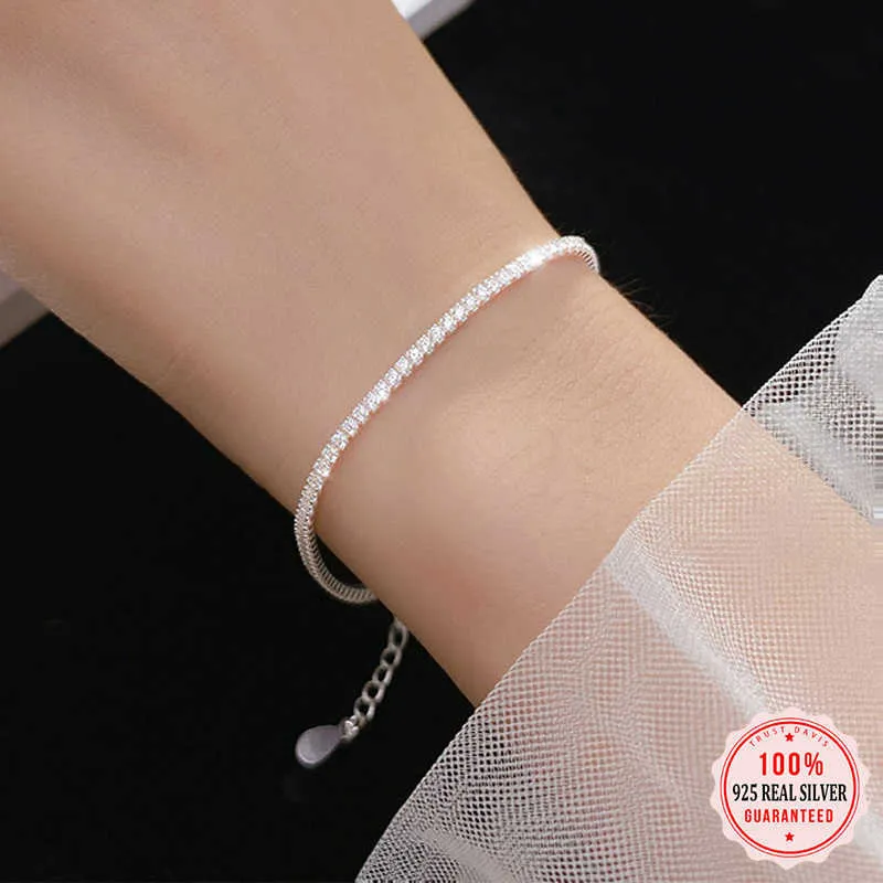 Bracelet chaîne Trustdavis luxe réel 925 en argent Sterling mode Simple éblouissant Cz bracelets pour femme mariage Fine S925 bijoux Da1715