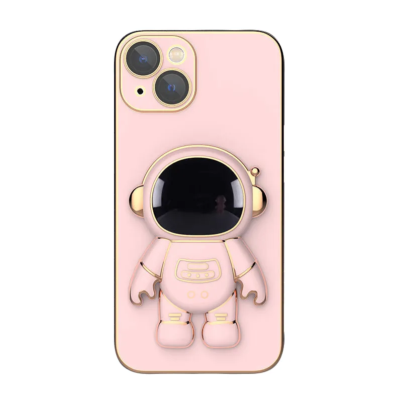 Cartoon 3D-mobiltelefonfodral astronautstativ Apple Mobiltelefonh￥llare Sockt￤t baksidan f￶r iPhone 14 13 Pro Max Plus 12 11 Precision Hole Icke-guling Retail Box