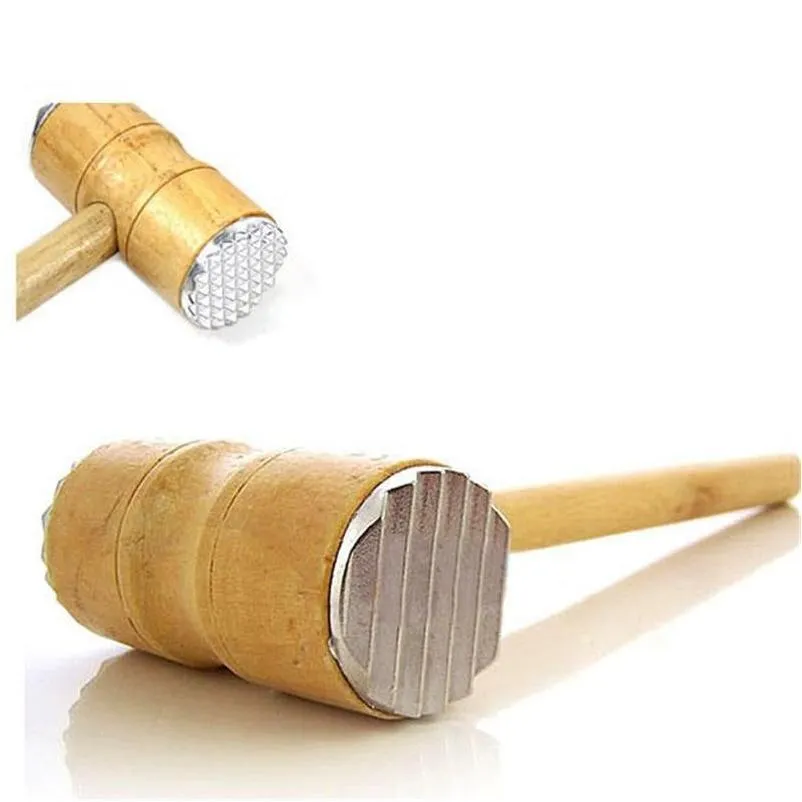 Meat Poultry Tools Wooden Handle Meat Hammer Durable Meats Tenderizer Knuckle Pounders Kitchen Cooking Tool Accessories 3 58Bd C R Dhzah