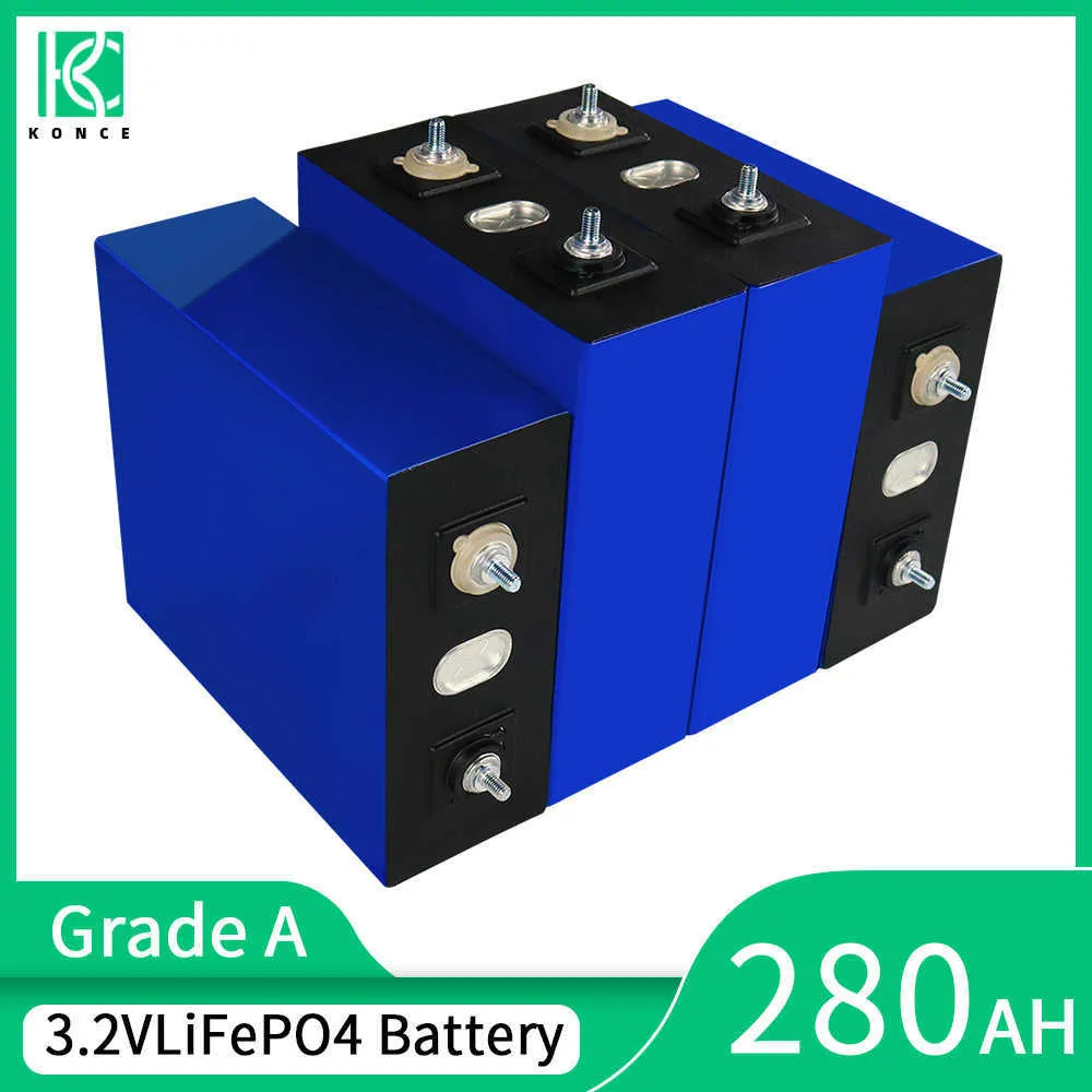 Batería prismática Lifepo4 de grado A, 3,2 V, 280Ah, fosfato de hierro y litio de alta capacidad, 6000 ciclos para bricolaje, 12V, 24V, 48V, RV, EV, carrito de golf