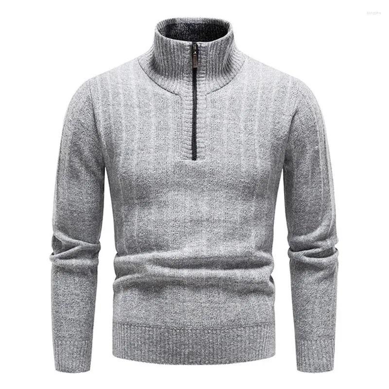 Maglioni da uomo Maglione con collo alla coreana Uomo Autunno Inverno Spessore Caldo Business Casual Mezza cerniera Pullover Plus Maglieria in velluto Abbigliamento uomo