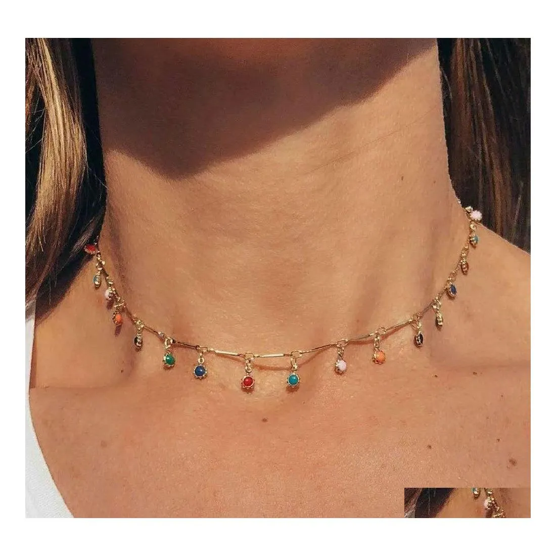 Colliers de perles bijoux de mode perles colorées pendentif collier glands pendentifs colliers ras du cou livraison directe Dhzph