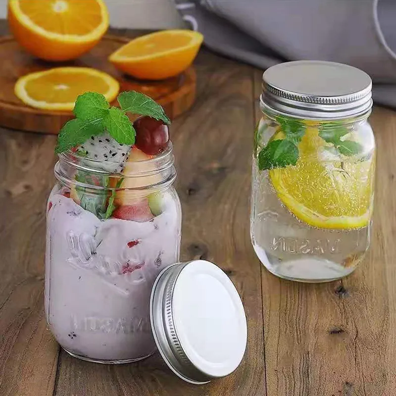 Alimentos Salte Storage Contêineres de cozinha Jar Mason Jar simples Transparente garrafa vegetal Salada leve xícara pode dar aos amigos 221202