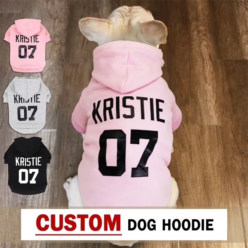 Dog Apparel Custom Hoodies Large Clothes Personalized Pet Name Clothing French Bulldog for Small Medium s XS-6XL 221202