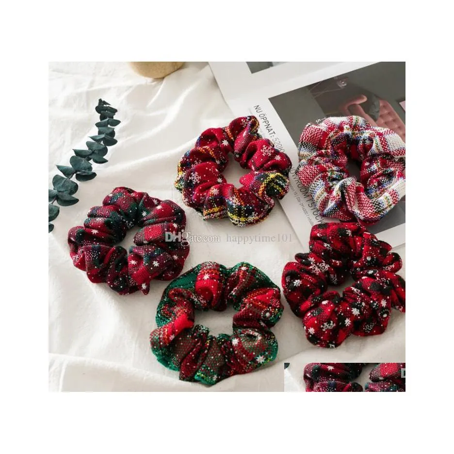 Haar rubberen bands ins kerst dames haar scrunchies rode meisjes schattige kinderen haarbanden banden accessoires voor hoofdbands drop levering je dhfjk