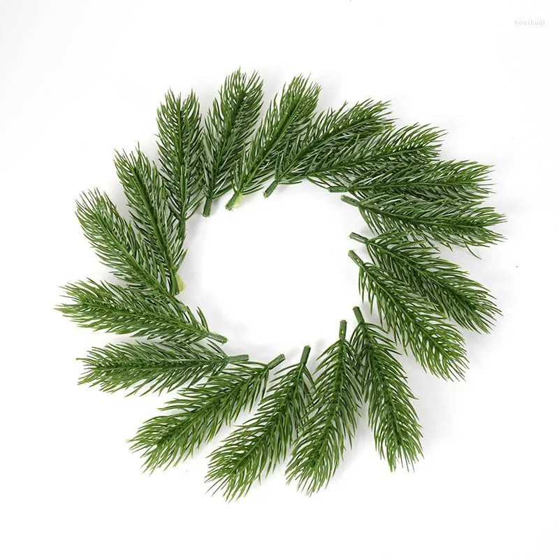 Flores decorativas 10/20pcs Artificial Pine agulha Green Braio de Natal Decoração de Flor Flor Planta Diy Bouquet Ano Caixa de Presentes de Natal