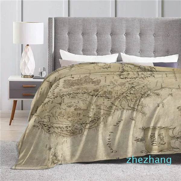 Middle Earth Map Throw Blanket Ultra Soft Velvet Lightweight Bed Quilt