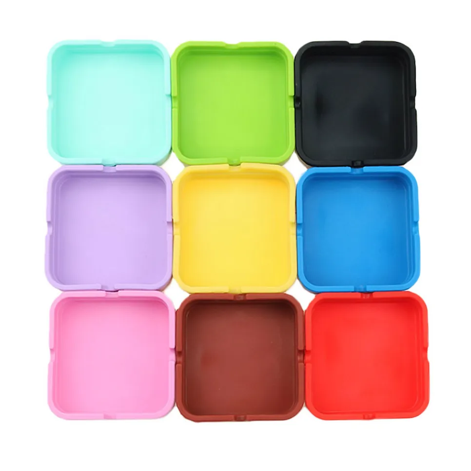 Silicone World Silicone Ashtray Silicone Rubber portátil Alta temperatura Projeto quadrado de cinza e ecologicamente correto C1202