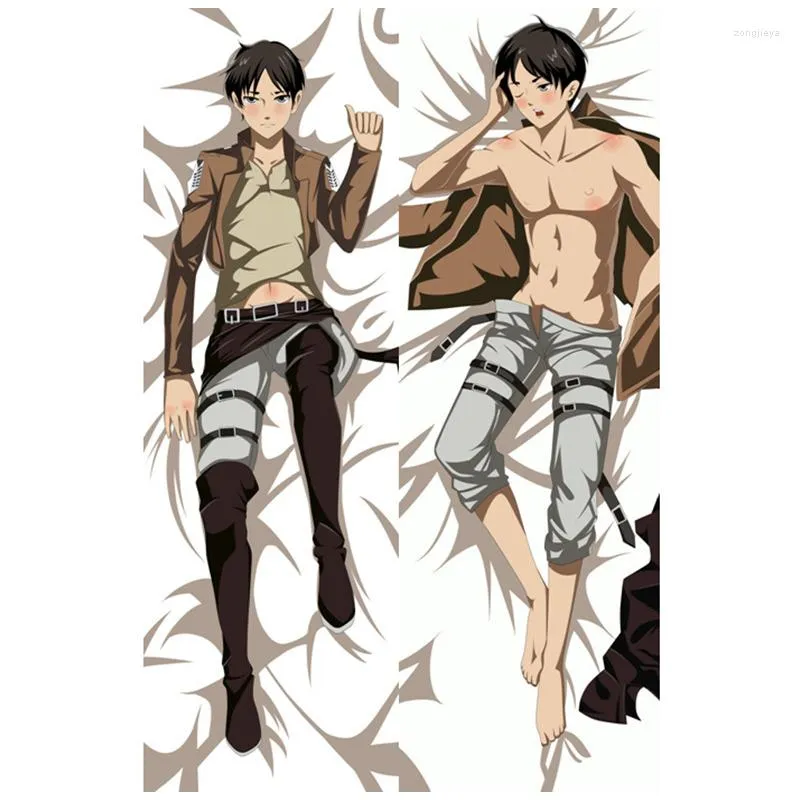 Kuddefodral Anime Attack på Titan Eren Jager Mikasa Ackerman Skin Peach Dakimakura Diesided 3D Print Bedding Crubging Body Pillows Gift