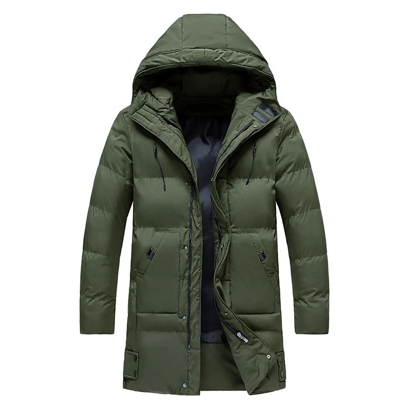 Hooded Parka Jacket Mens Classic Winter Green Down Filled Overcoat - Main Image