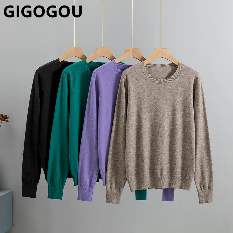 سترات النساء Gigogou Spring Autumn Basic Women Top Fashion Dasual Loved Jumper Long Sleeves Ward Jersey 221201