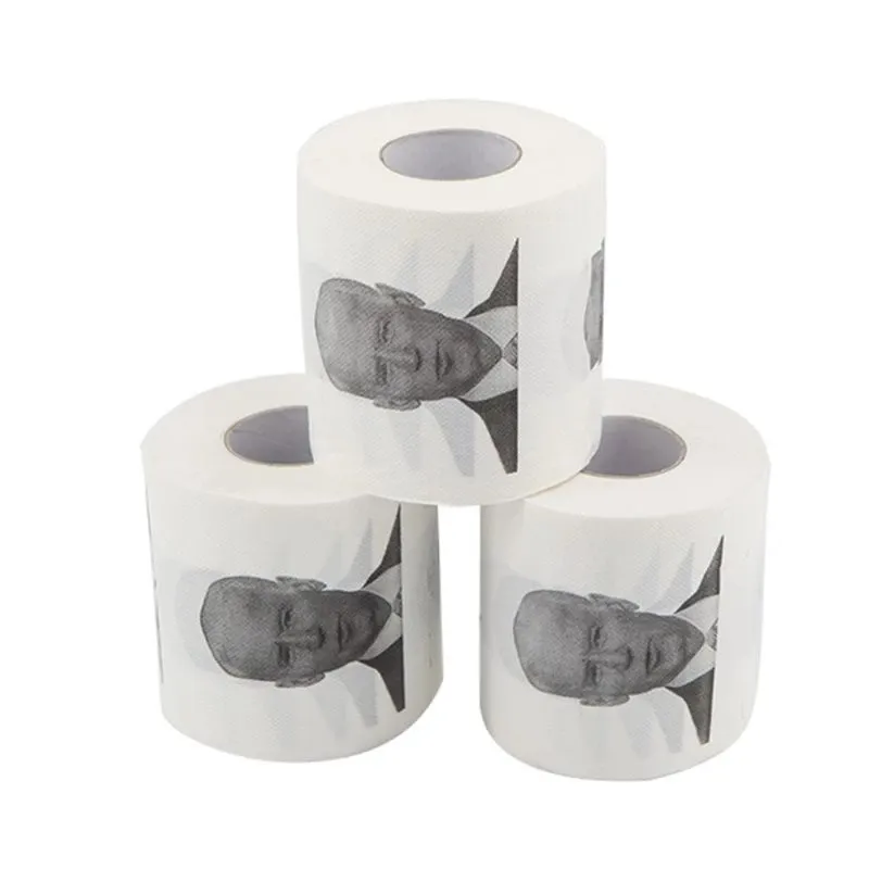 Nieuwheid Joe Biden toiletpapier servetten Roll grappige humor gag geschenken keuken badkamer houten pulp tissue bedrukte toiletten papieren servet p1202