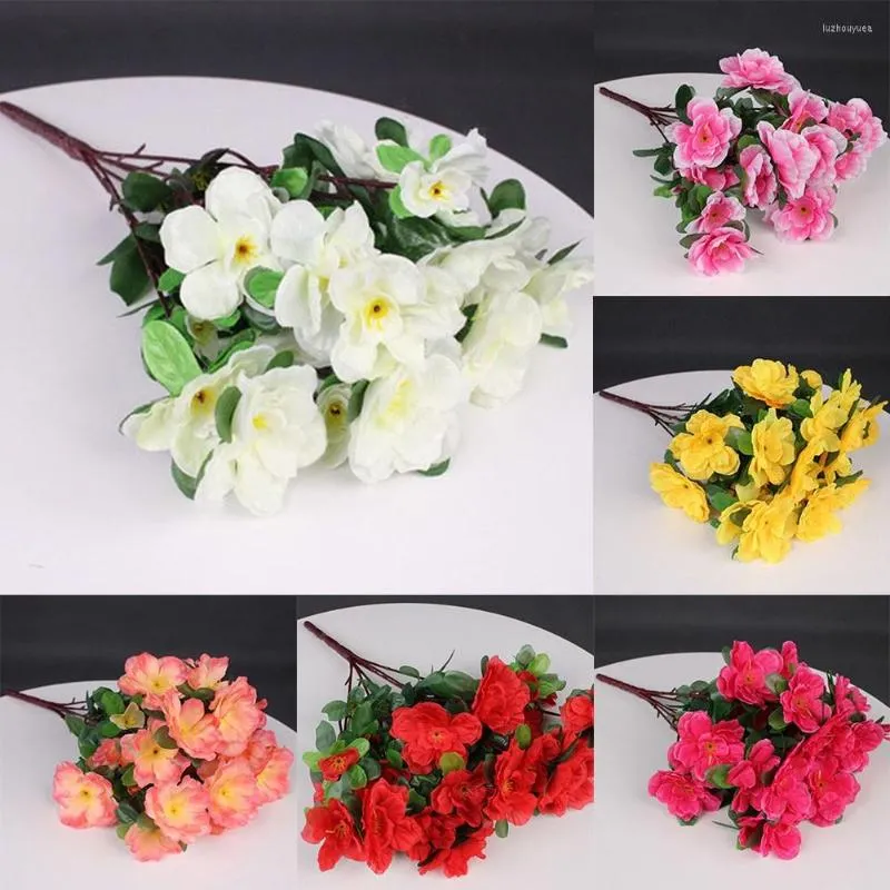 Decorative Flowers Fall Outdoor Artificial Red Azalea Bushes High Quality UV Resistant Fake Home Decor Small Decorations For Garden