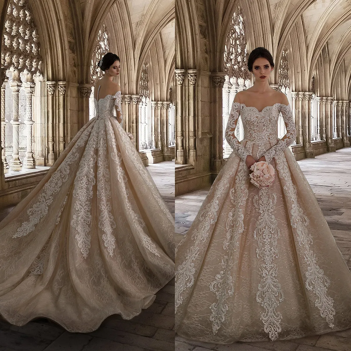 Abiti da sposa lussuosi Abiti da sposa trasparenti Bateau senza spalline Richiedente squisito Cerniera senza schienale Tulle Cappella strascico Abiti da sposa su misura