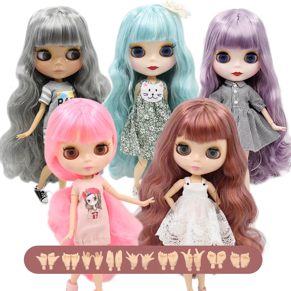 인형 ICY DBS BLYTH 인형 1/6 공동 바디 스페셜 제안 BJD 화이트 반짝이는 얼굴 검은 서리가 많은 멀티 핸드 ab 소녀 221201