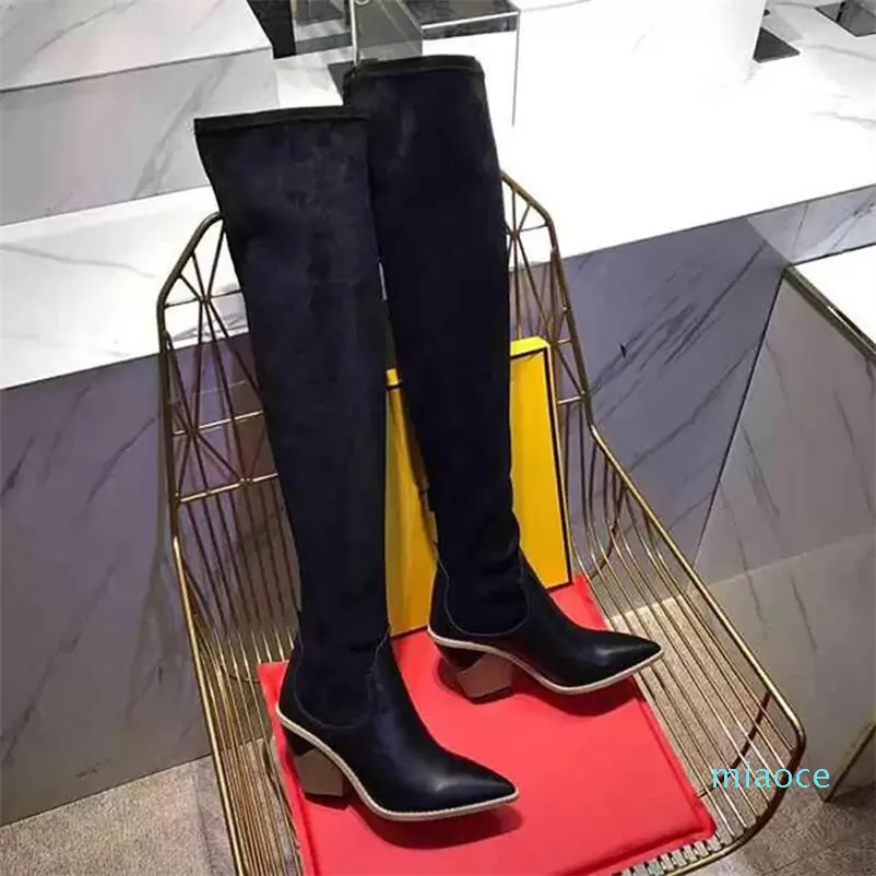 Botas de tejido para mujeres sobre la rodilla al aire libre Fashion Sexy muslos de muslo