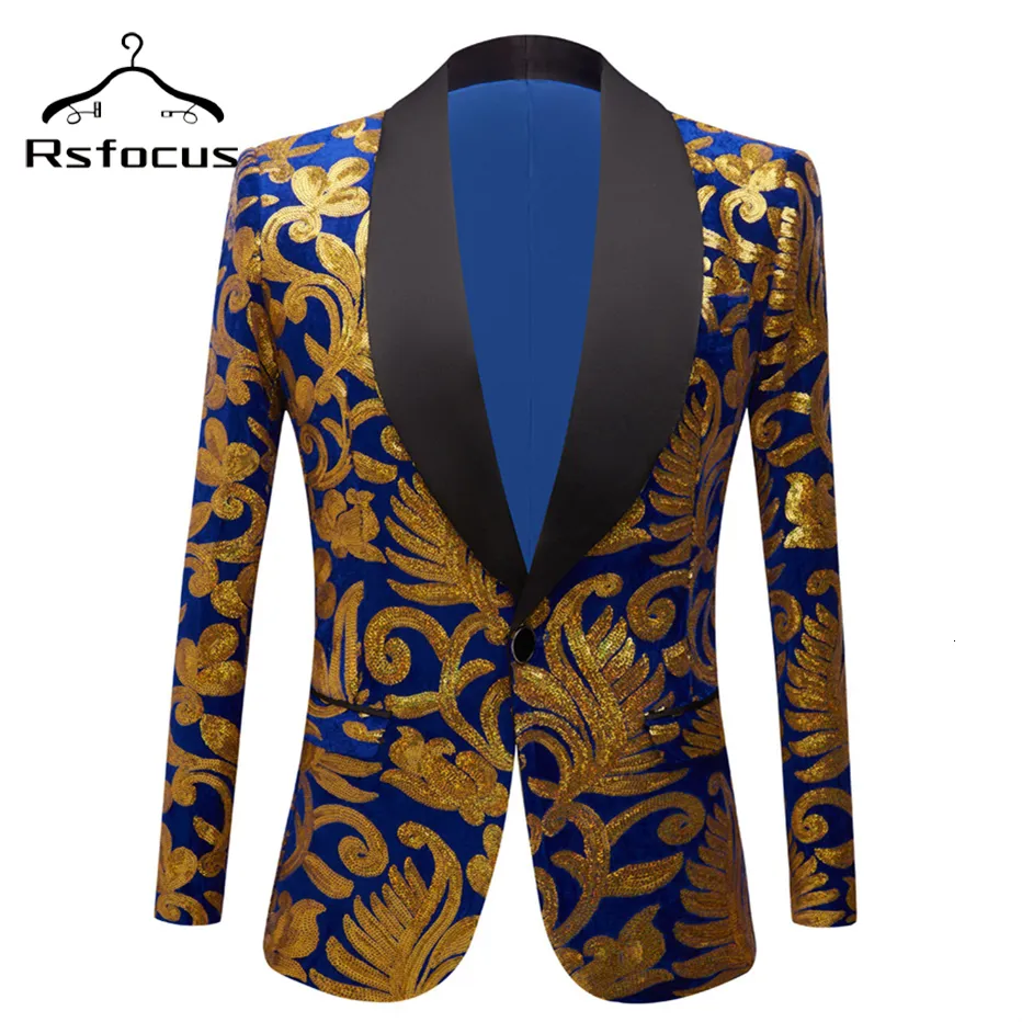 Men's Suits Blazers US Size 2023 Arrival Sequin For Men Glitter Nightclub Prom DJ Blazer Jacket Floral Stage Clothes for Singers XZ504 221201