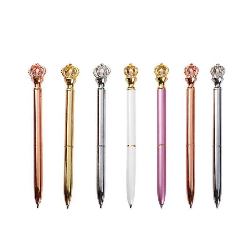 Canetas esferogr￡ficas canetas de caneta de metal coroa de coroa dourada para escritos de escrit￳rios de escrit￳rios Passeio de papelaria rosa caneta 20211223 Q2 DRO DHSCV